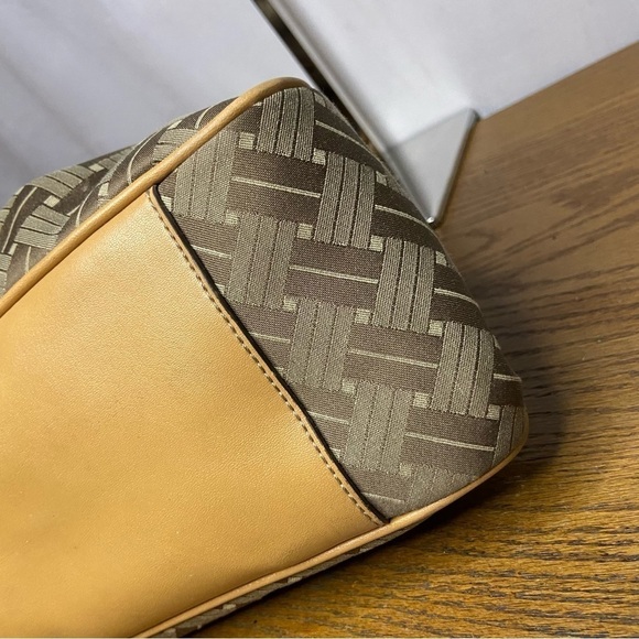 Vintage Nine West Monogram Fabric Leather Trim Shoulder Bag Purse Silver - Picture 11 of 16